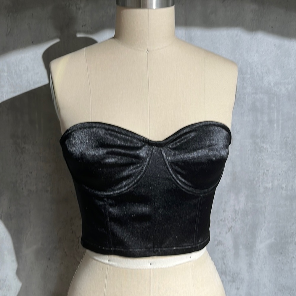 Black Strapless Corset Top